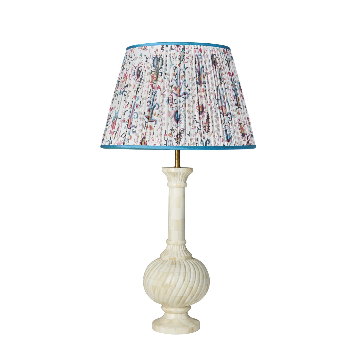 Mughal Lampshade with Light Blue Trim