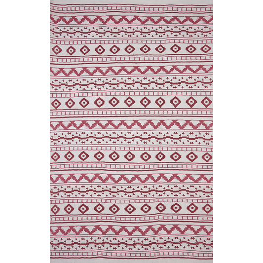 Red on White Azteca Rug