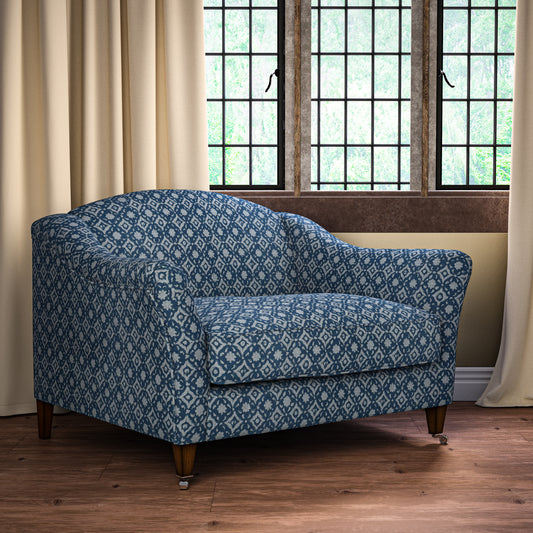 Floral Tile Blue Fabric