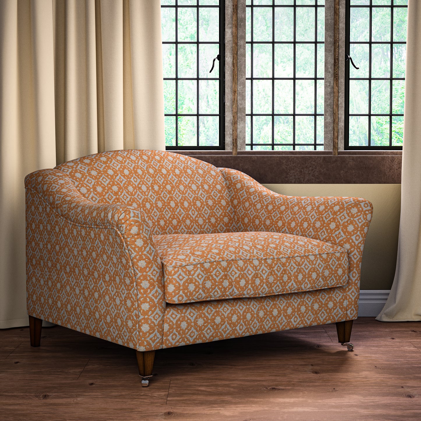 Floral Tile Cinnamon Fabric