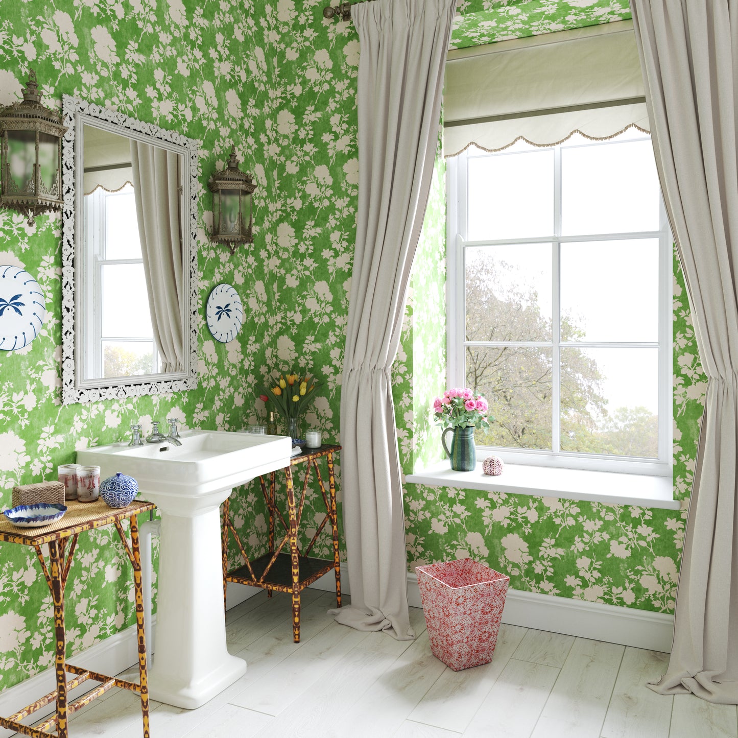 Flowerberry Green Wallpaper Roll