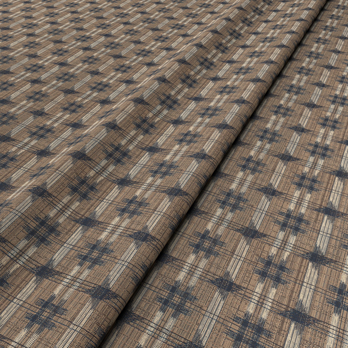 Inca Check Mushroom Fabric
