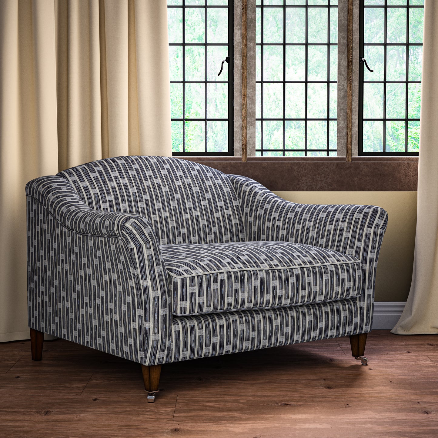 Inca Vertical Stripe Indigo Fabric