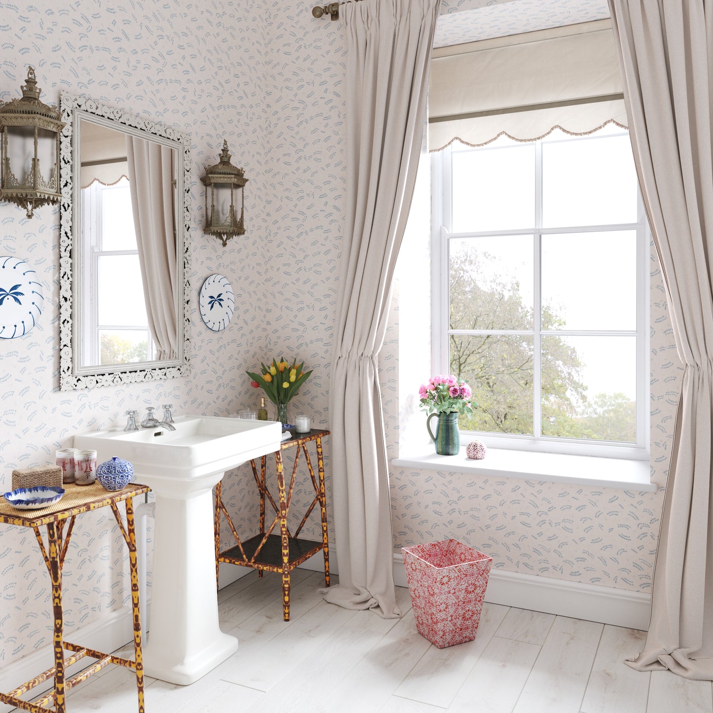 Pasha Sprig Duck Egg Wallpaper Roll